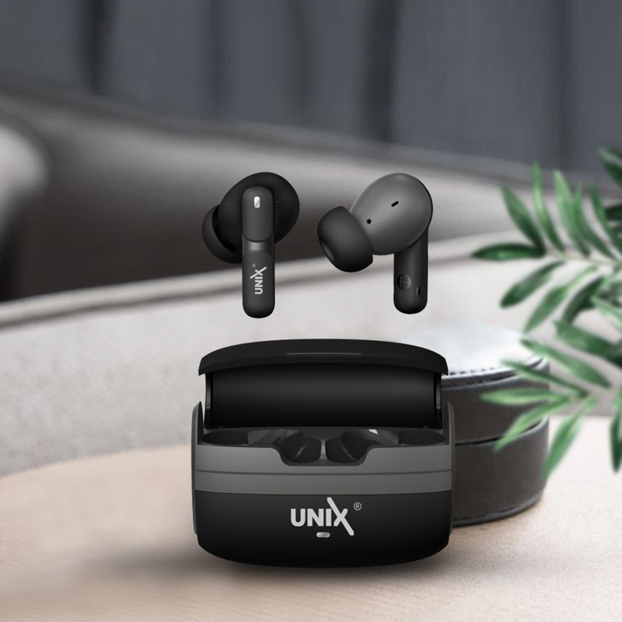 Unix UX-111 Aerobeat Wireless Earbuds | HD Sound, Long Battery Life Black all