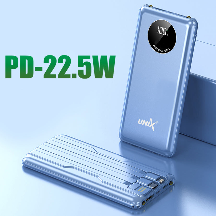 Unix UX-1518 PD-22.5W Power Bank - Multi Device Compatibility Blue