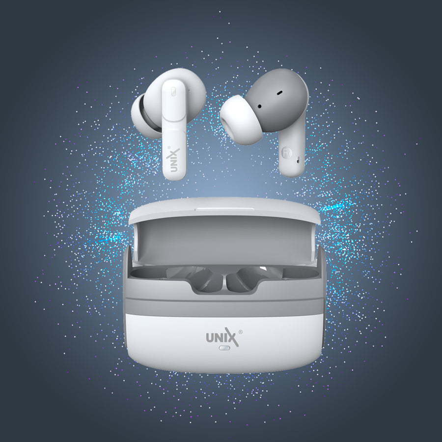 Unix UX-111 Aerobeat Wireless Earbuds | HD Sound, Long Battery Life White design
