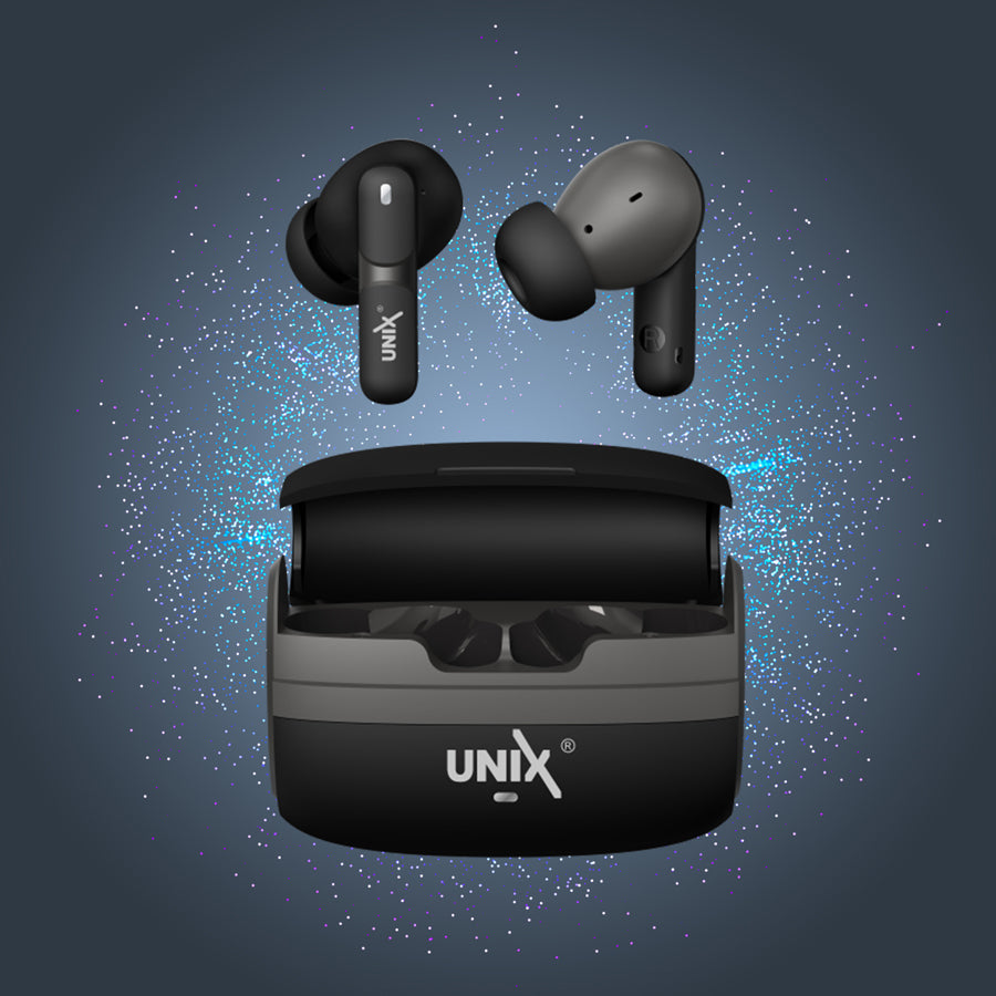 Unix UX-111 Aerobeat Wireless Earbuds | HD Sound, Long Battery Life Black design
