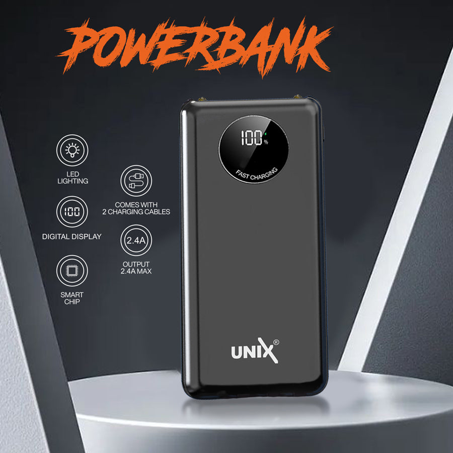 Unix UX-1518 PD-22.5W Power Bank - Multi Device Compatibility Black