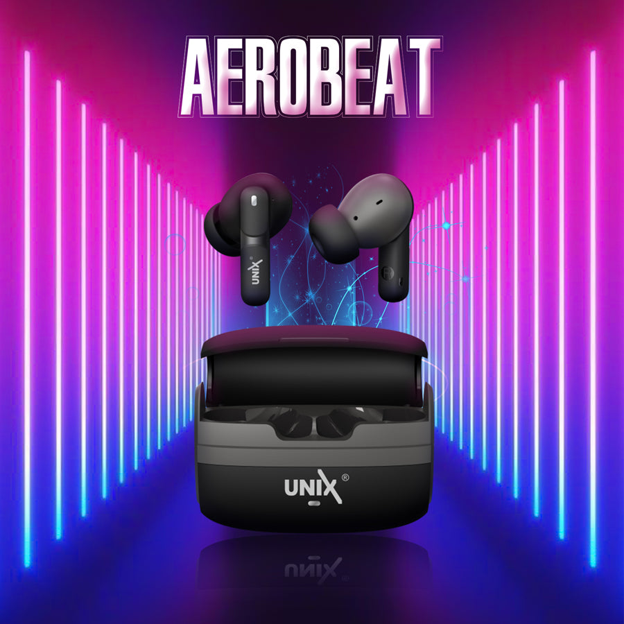 Unix UX-111 Aerobeat Wireless Earbuds | HD Sound, Long Battery Life Black full