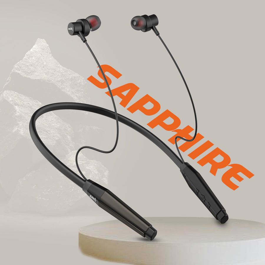 Unix HP-40 Sapphire Wireless Neckband - Long Battery Life, HD Sound, Magnetic Control Black front