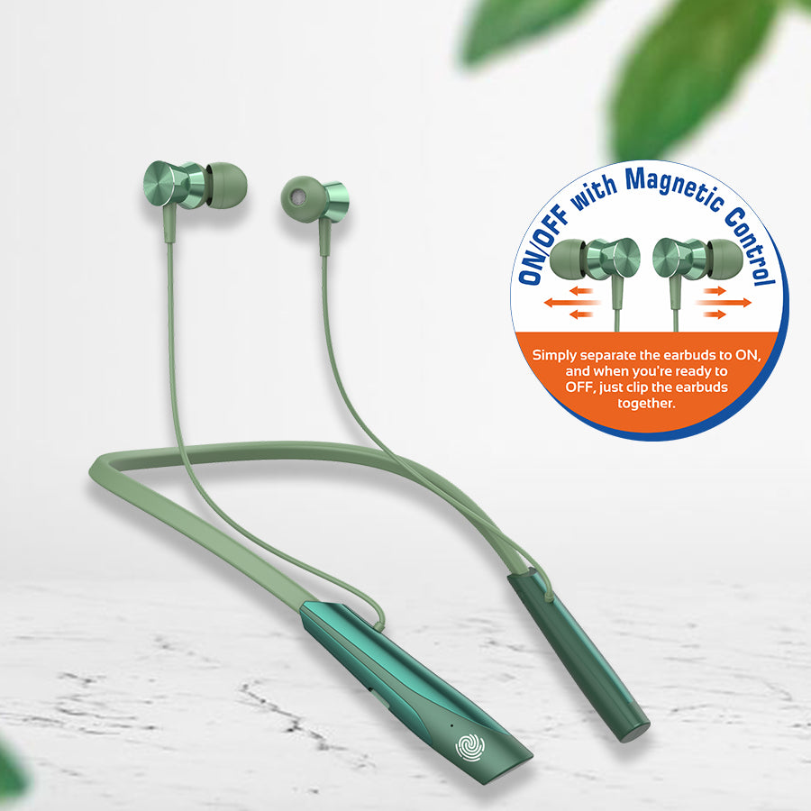 Unix UX-HP50 Universe Wireless Neckband | Up to 32-Hour Talk Time & Magnetic Contro Green back