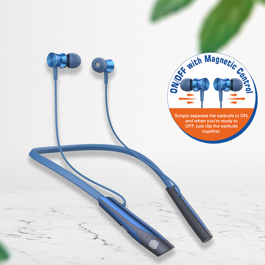 Unix UX-HP50 Universe Wireless Neckband | Up to 32-Hour Talk Time & Magnetic Contro Blue right
