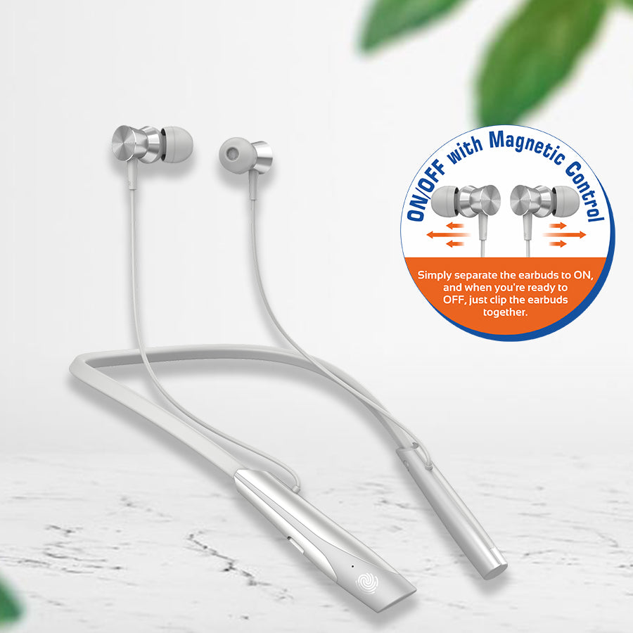 Unix UX-HP50 Universe Wireless Neckband | Up to 32-Hour Talk Time & Magnetic Contro Silver right