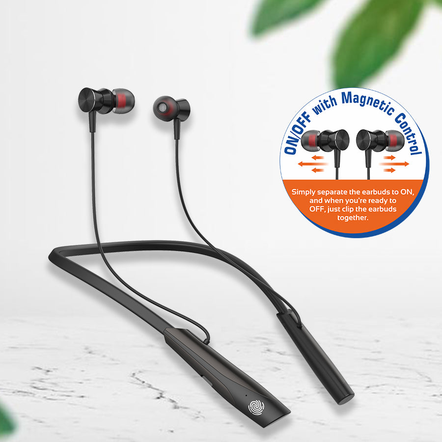 Unix UX-HP50 Universe Wireless Neckband | Up to 32-Hour Talk Time & Magnetic Contro black down