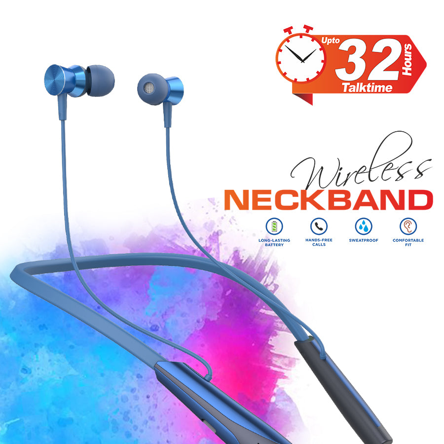 Unix UX-HP50 Universe Wireless Neckband | Up to 32-Hour Talk Time & Magnetic Contro Blue down