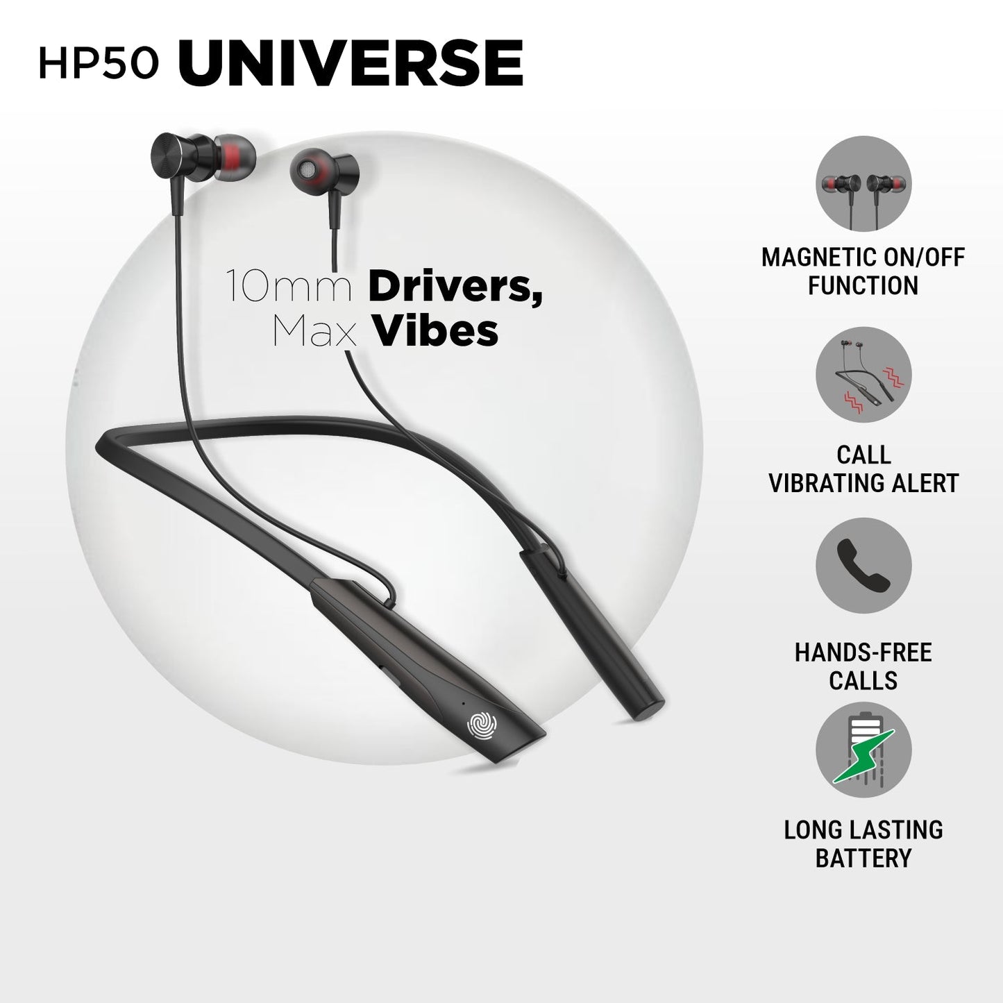 Buy Unix UX-HP50 Universe Wireless Neckband | Up to 32-Hour Talk Time