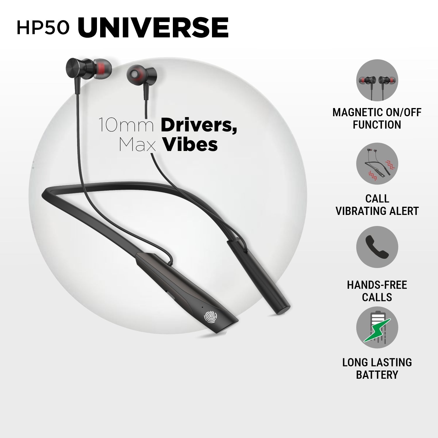 Buy Unix UX-HP50 Universe Wireless Neckband | Up to 32-Hour Talk Time