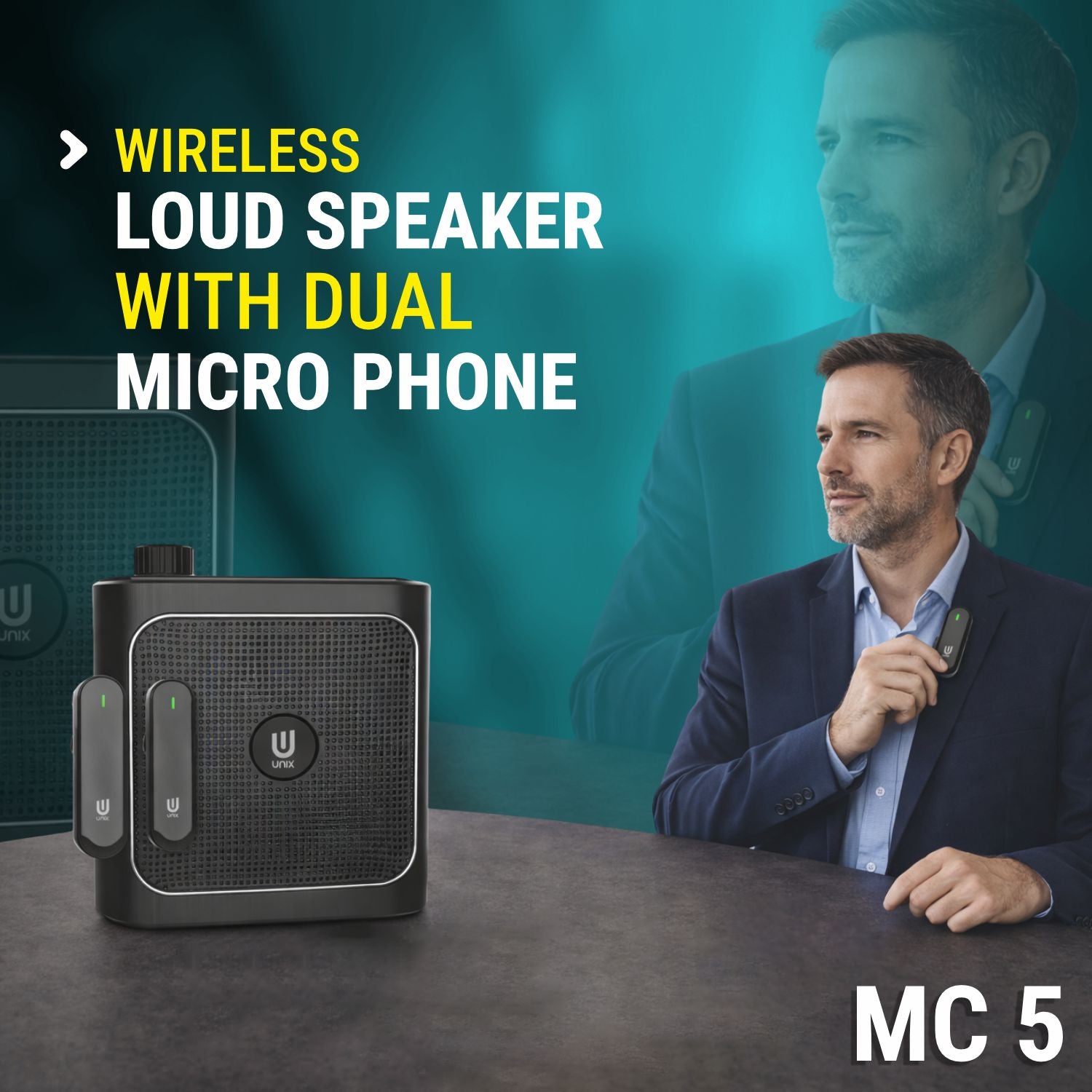 Unix MC 5 Wireless Loud Speaker with Dual Microphones