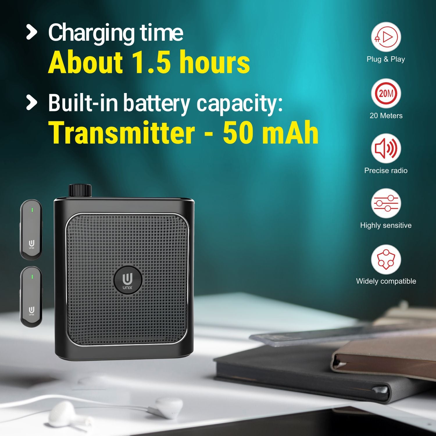 Unix MC 5 Wireless Loud Speaker with Dual Microphones