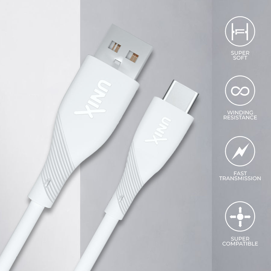 Unix UX-PBC60 Power bank Cable | 3.4A Strong Output & Super Compatibility greay background