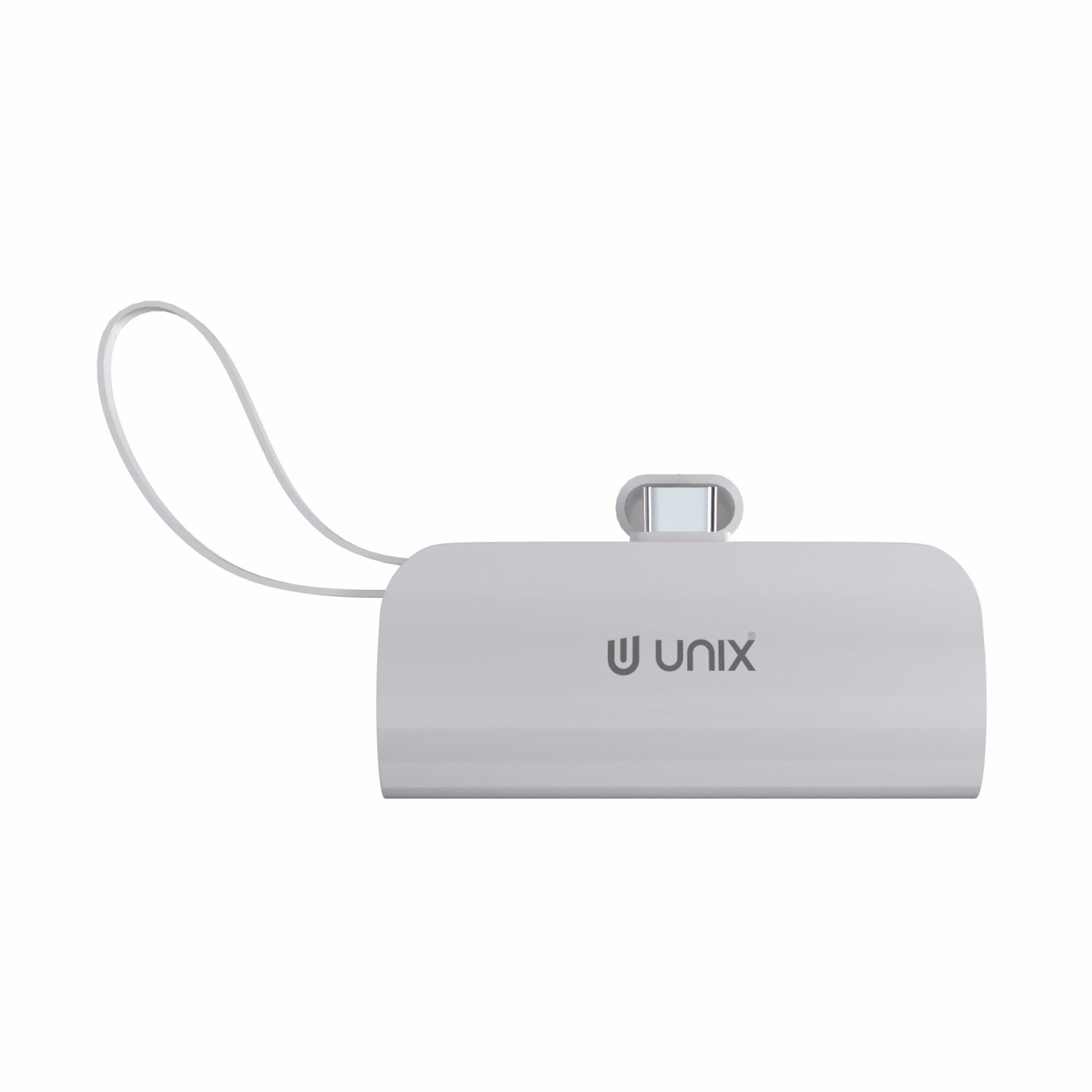 UNIX UX-1537 Mini Capsule Power Bank – 5000mAh with Built-In Cables & 15W Fast Charging