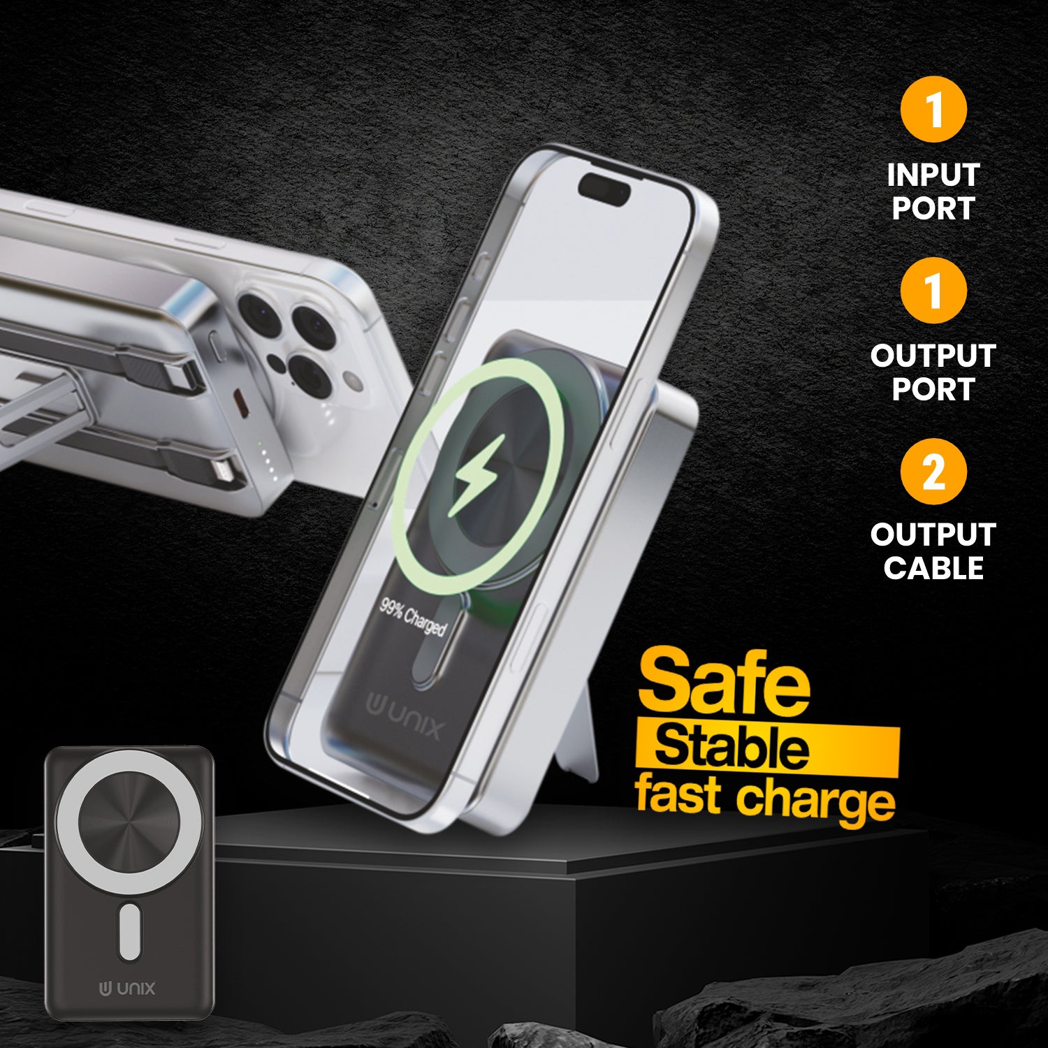 UNIX UX-1524 Rush 10000mAh Wireless Power Bank