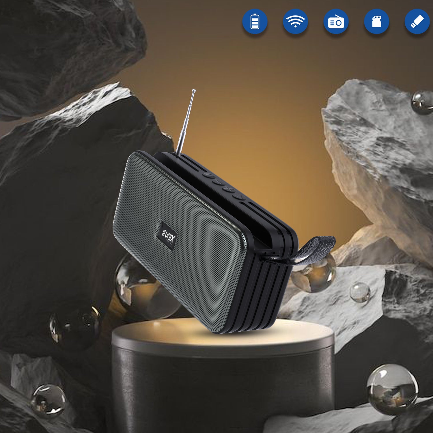 Unix XB-U33 Rock & Roll Portable Wireless Speaker - Enjoy Music On-the-Go - Unixindia.
