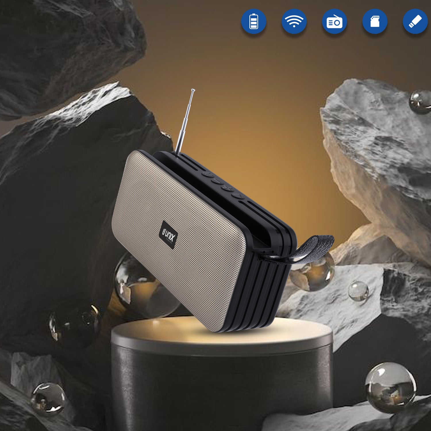 Unix XB-U33 Rock & Roll Portable Wireless Speaker - Enjoy Music On-the-Go - Unixindia.