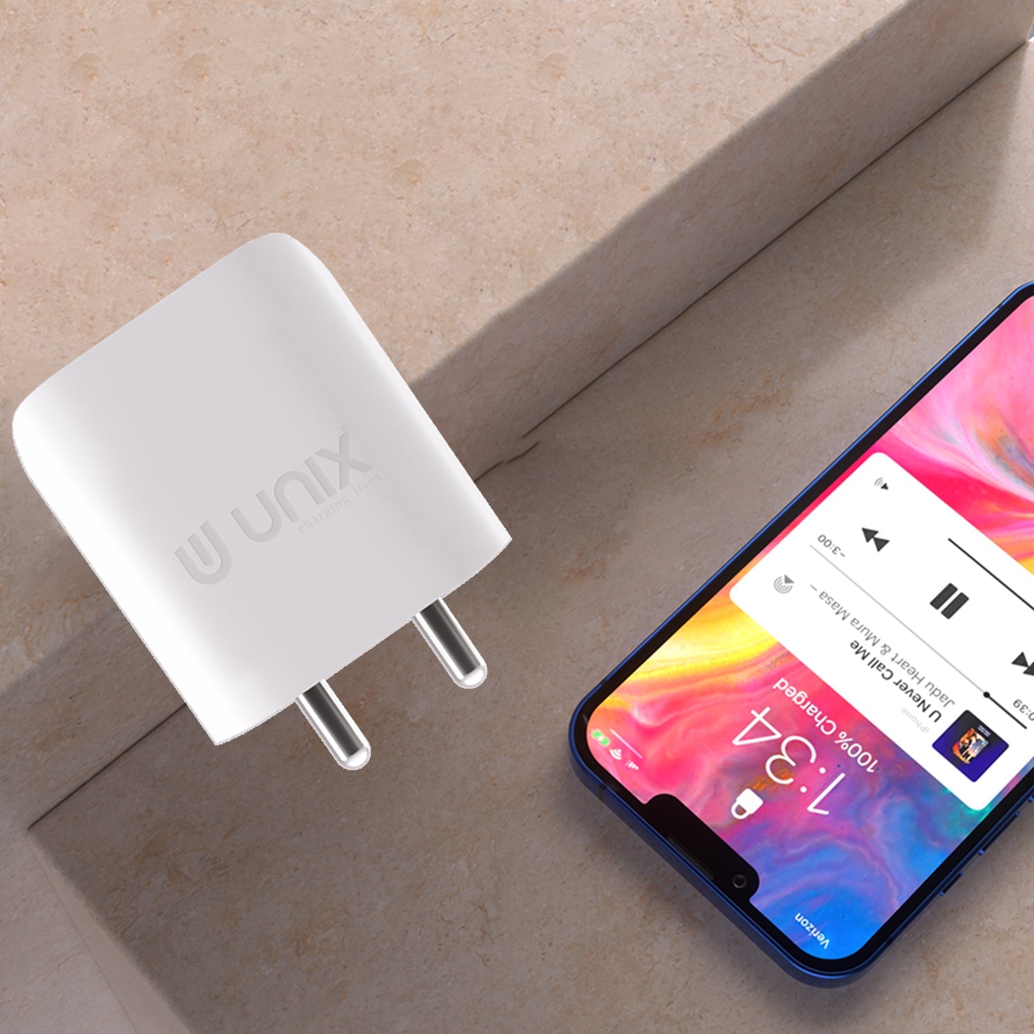 Unix UX-102 Dual USB Travel Charger for IOS/Android - Unixindia.