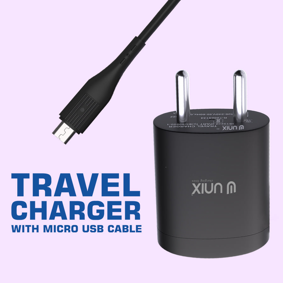 Unix UX-103 Pro Travel Charger with Micro USB Cable - Unixindia.
