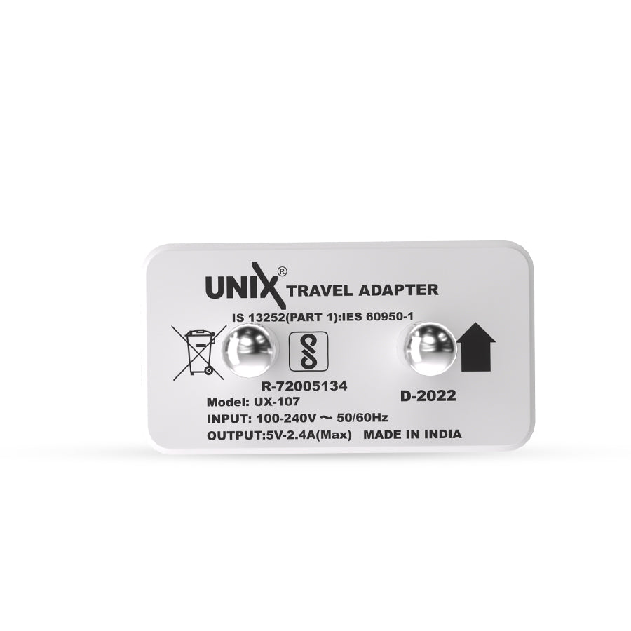 Unix UX-107 Dual USB Fast Travel Charger left