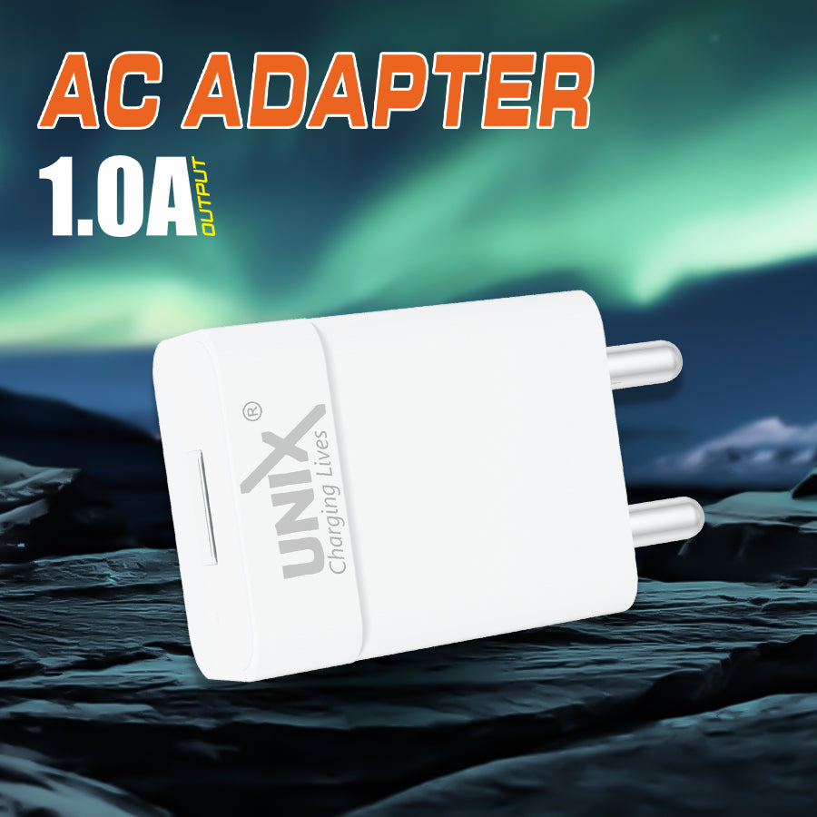 Unix UX-109 AC Adapter | 1.0A Fast Charging & Compact Design down