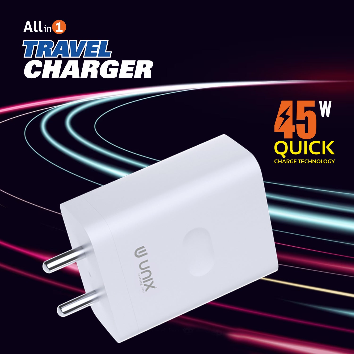 Unix UX-123 45W All In One Travel Charger - Versatile Power and Protection