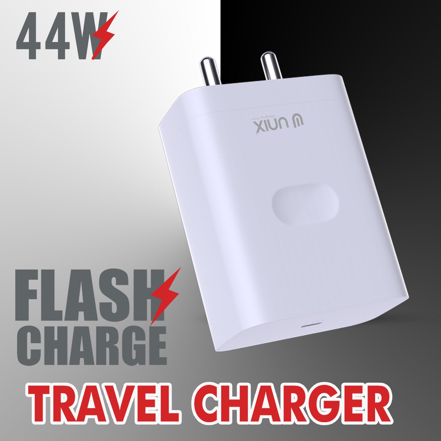 Unix UX-124 44W Flash Travel Charger - Rapid Charging and Intelligent Safety