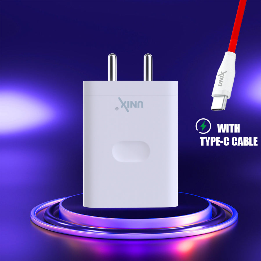 Unix UX-124 44W Flash Travel Charger - Rapid Charging and Intelligent Safety! with type-c cable