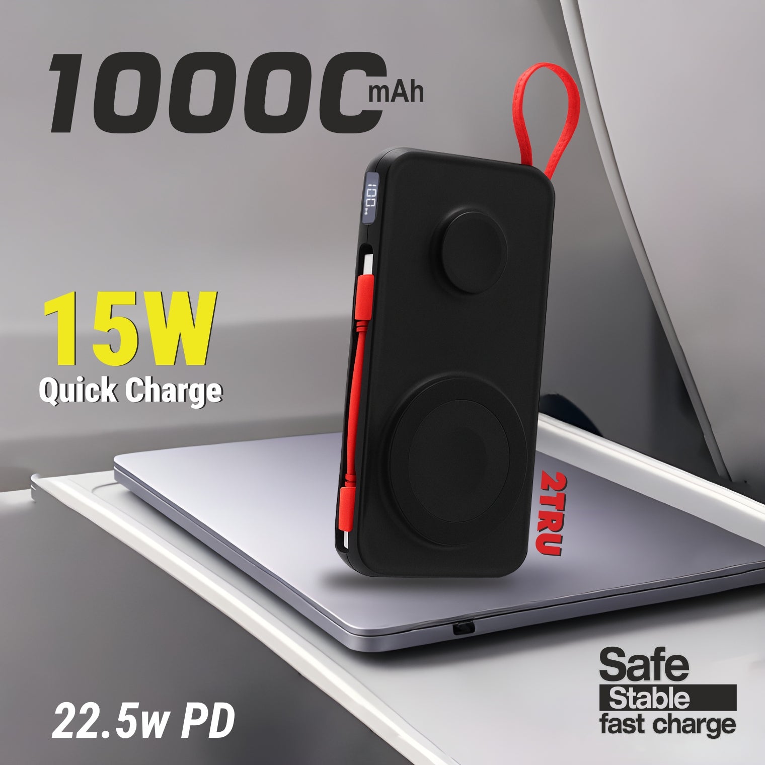 UNIX 2TRU 10000mAh Wireless Power Bank | 22.5W PD Fast Charging | 15W Wireless Charging | Digital Display