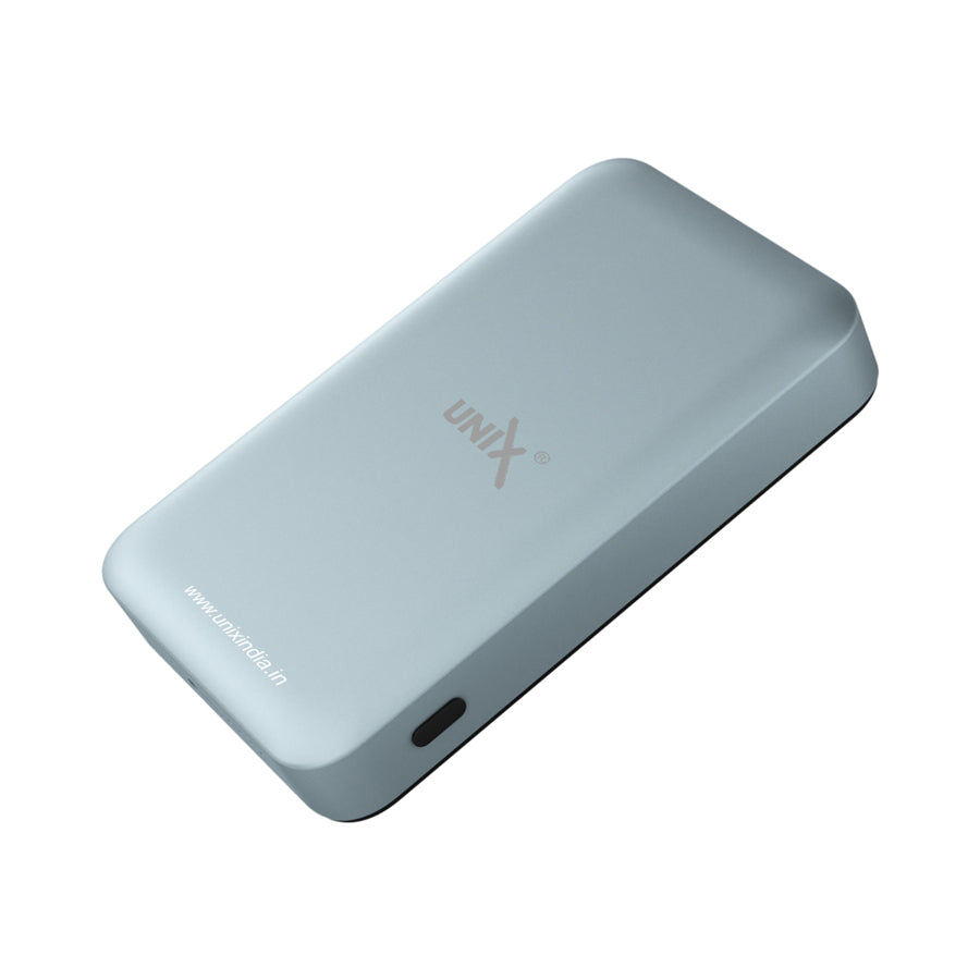 Unix UX-1531 10000mAh Power Bank - Fast Charging, Wireless Convenience, and Magnetic Hold Silver