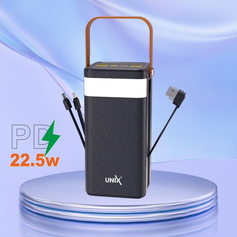 Unix UX-1539 Best All In One 50000 mAh Power Bank | Inbuilt Cables & 22.5W PD Fast Charging up