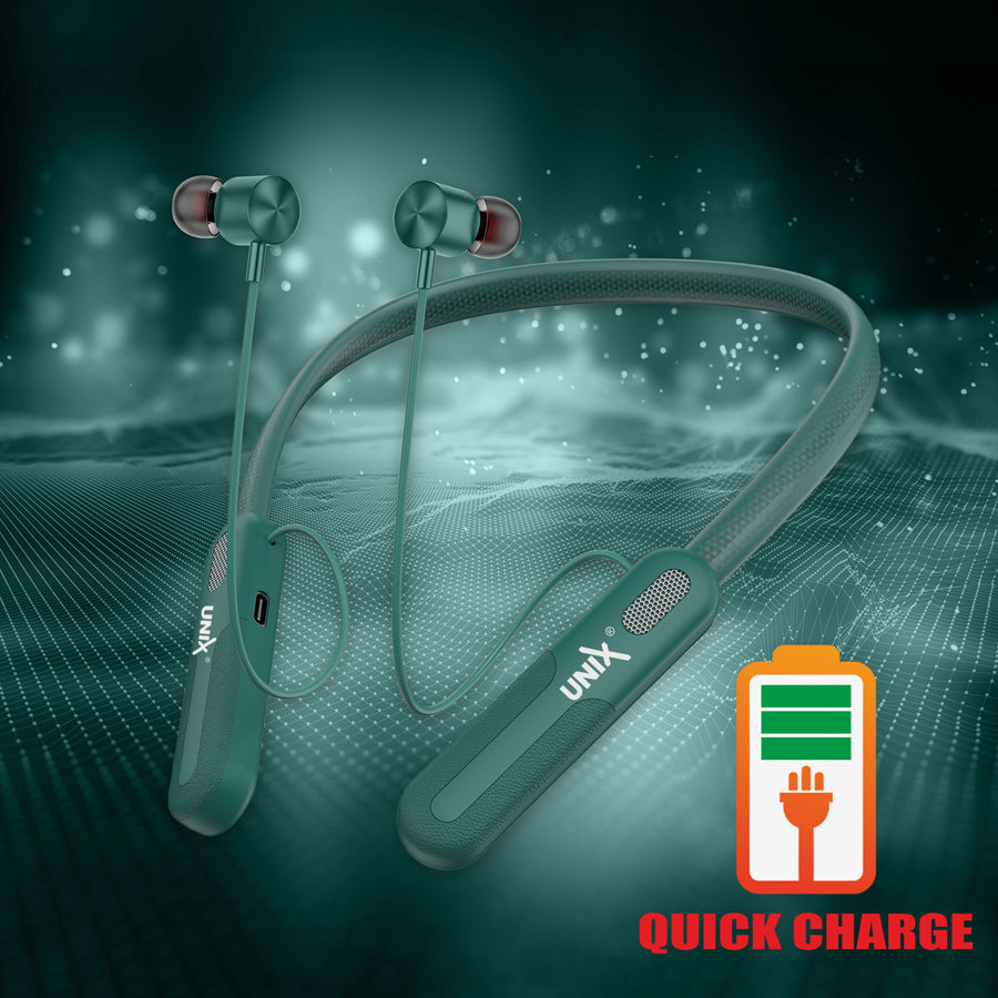 Unix UX-2000 Retro Best Wireless Neckband - Voice Changing with ENC Green all