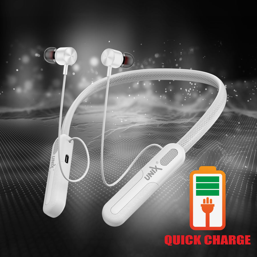Unix UX-2000 Retro Best Wireless Neckband - Voice Changing with ENC Silver design
