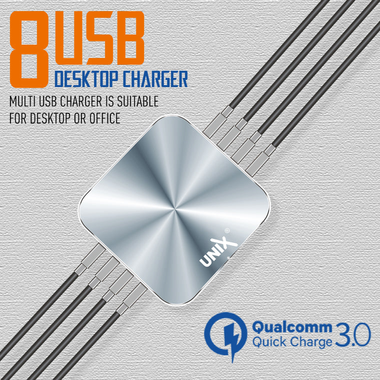 Unix UX-212 8 USB Desktop Charger back