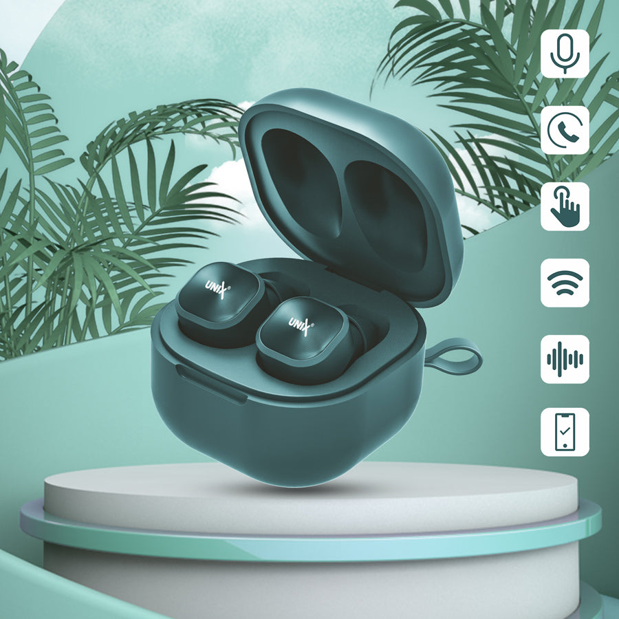 Unix UX-222 Opera Wireless Earbuds - Crystal Clear Calls and HIFI Sound Green design