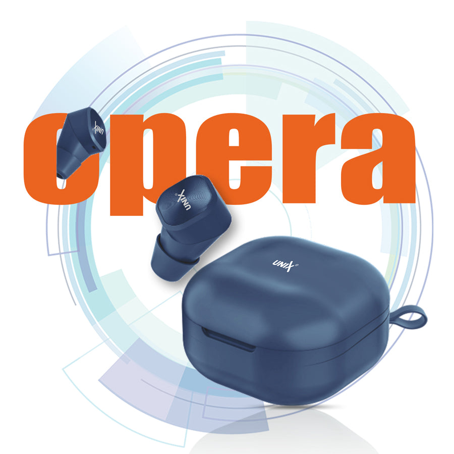 Unix UX-222 Opera Wireless Earbuds - Crystal Clear Calls and HIFI Sound Blue 