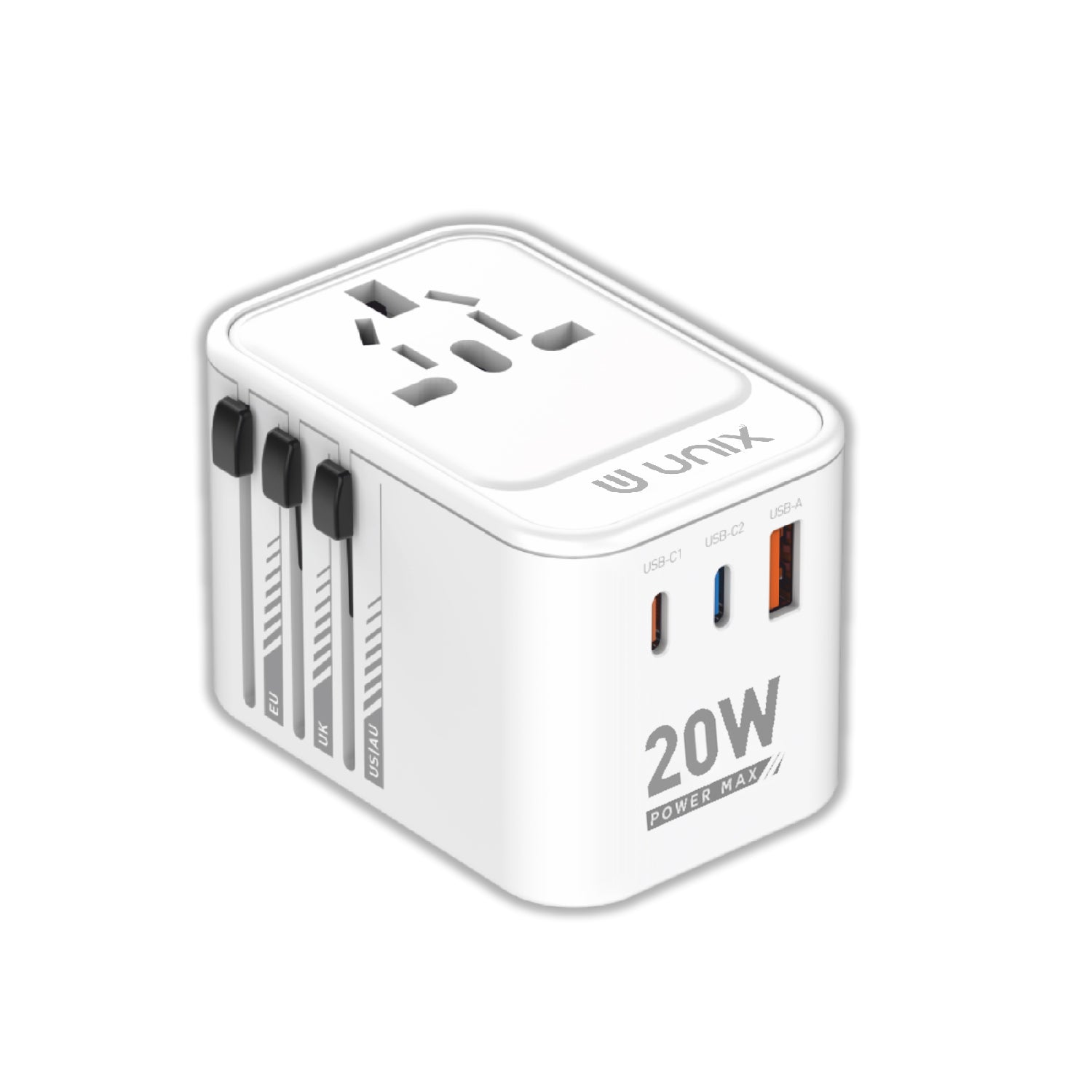 Unix UX230 - 20W Quick Charge Travel Adapter with PD20W + QC3.0 Super Fast Charging - Unixindia.
