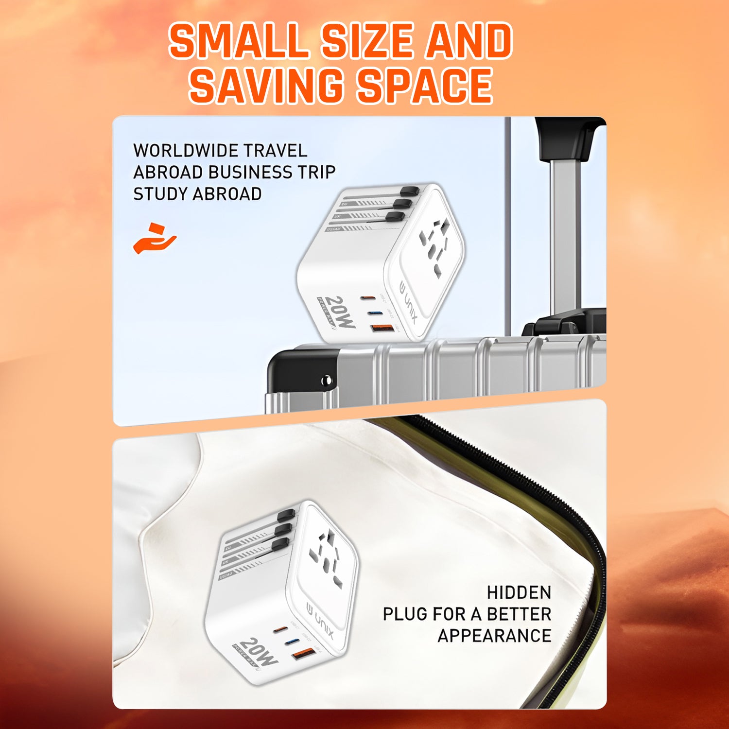 Unix UX230 - 20W Quick Charge Travel Adapter with PD20W + QC3.0 Super Fast Charging - Unixindia.