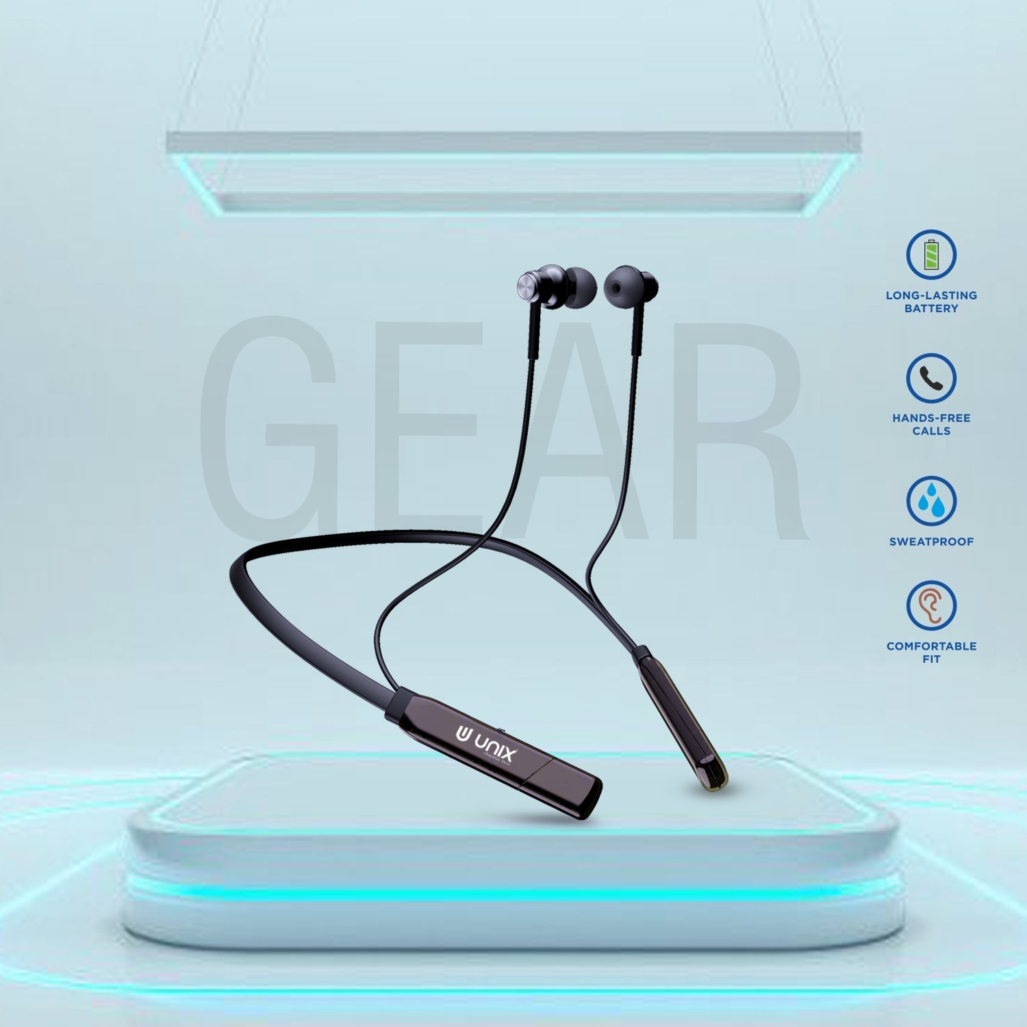 Unix UX-4000 Gear Wireless Bluetooth Neckband - Unixindia.