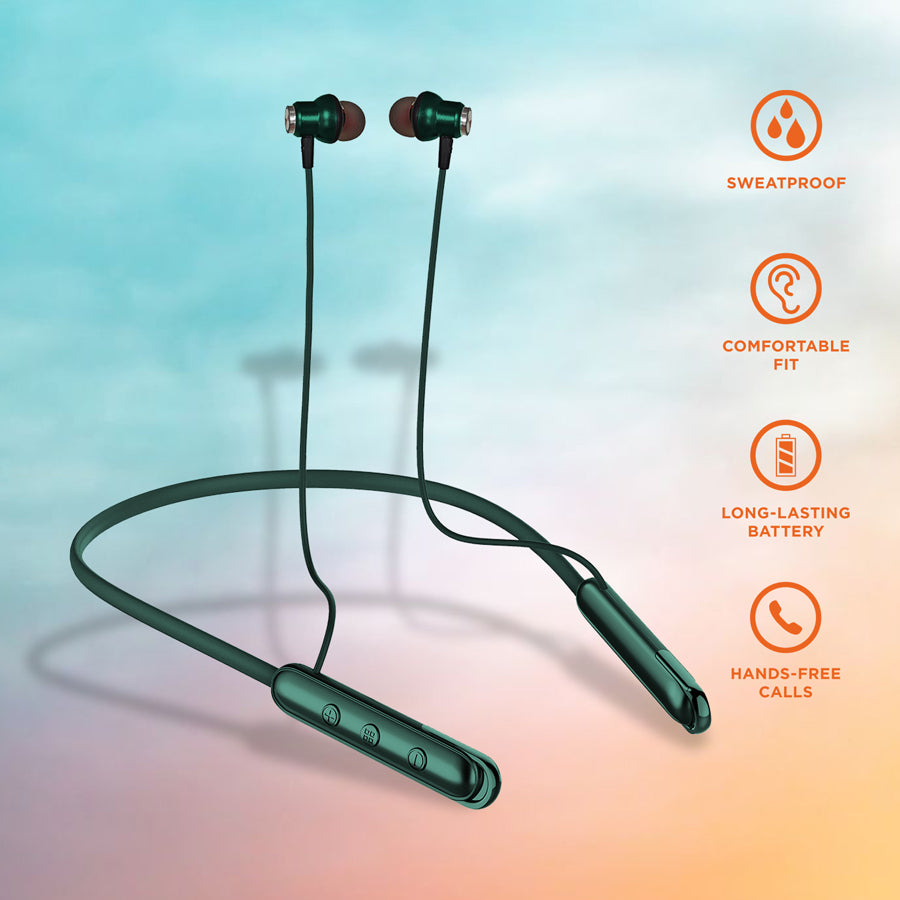 Unix UX-444 Wind Wireless Neckband | 32H Playtime Green front