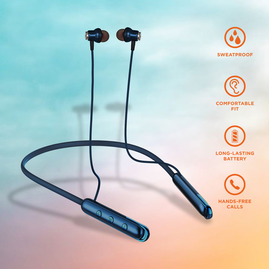 Unix UX-444 Wind Wireless Neckband | 32H Playtime Blue front