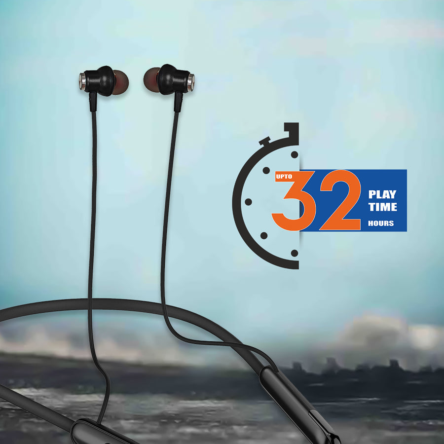 Unix UX-444 Wind Wireless Neckband | 32H Playtime Black left