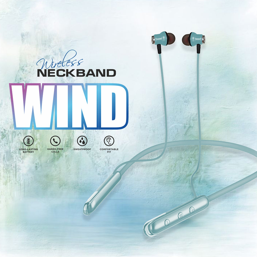 Unix UX-444 Wind Wireless Neckband | 32H Playtime Light blue down