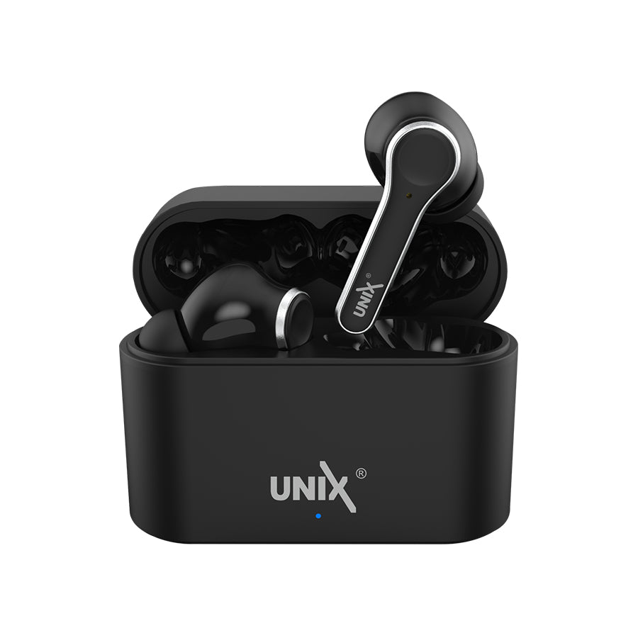 Unix UX-470 Chorus Wireless Earbuds | 8-Hour Music Time & Fast Charging Case Black