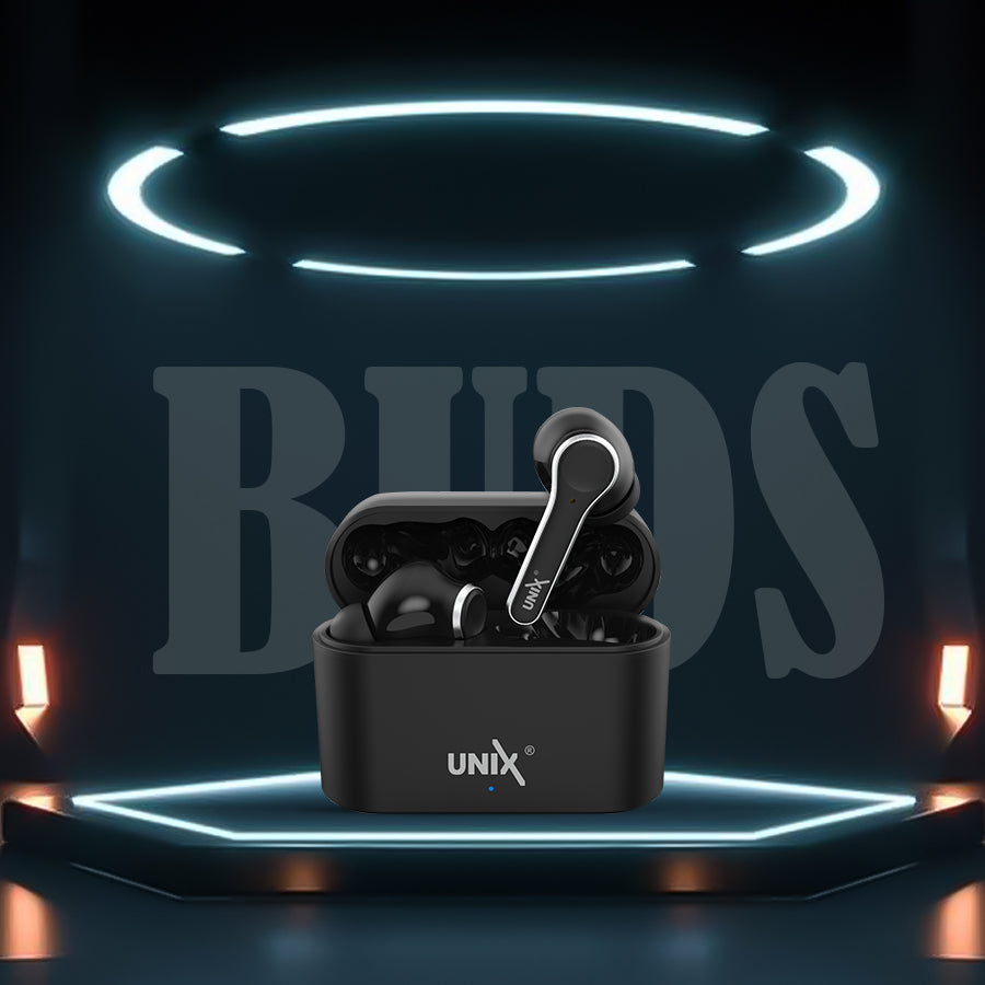 Unix UX-470 Chorus Wireless Earbuds | 8-Hour Music Time & Fast Charging Case Black design