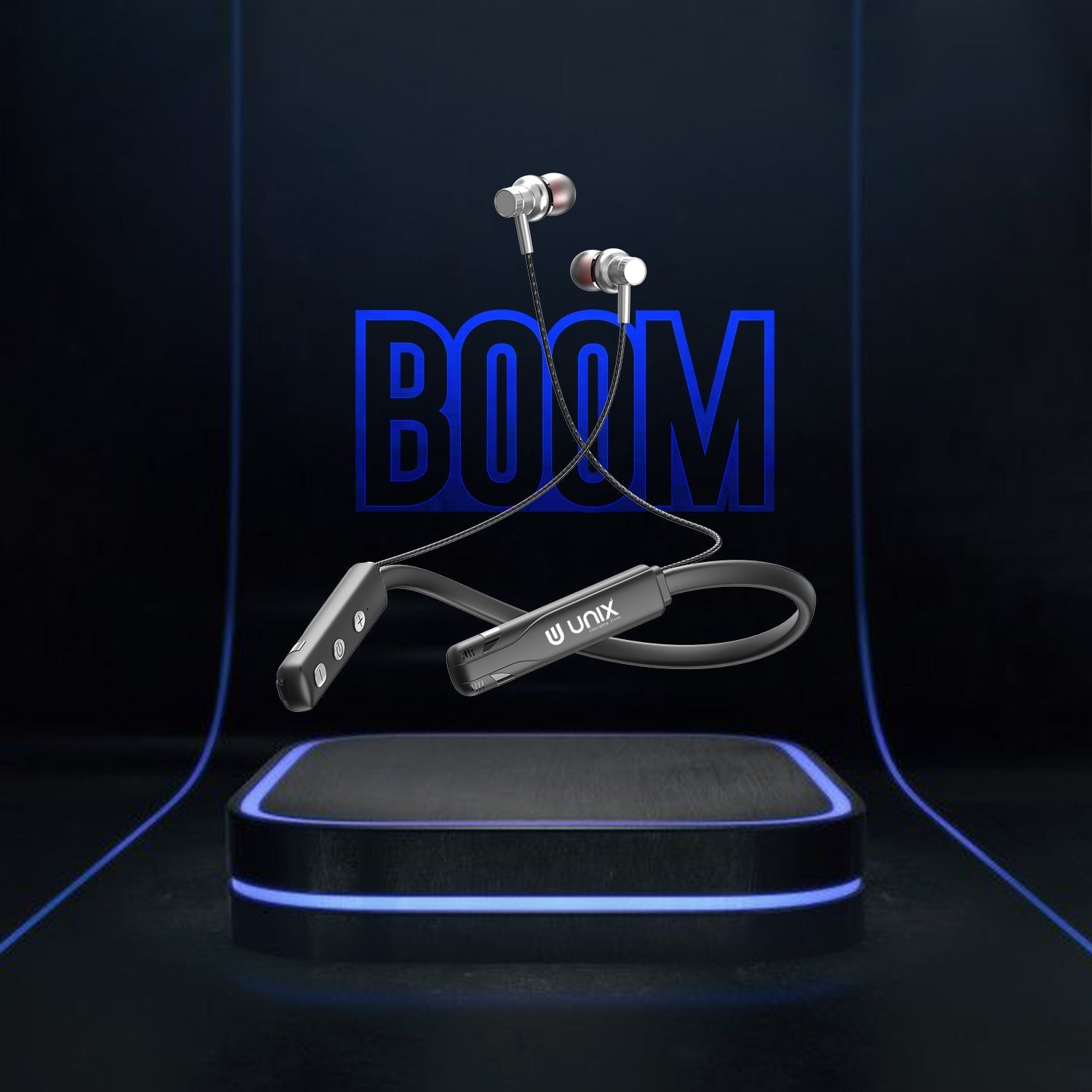 Unix UX-490 Boom Wireless Neckband | 22H Talk Time - Unixindia.