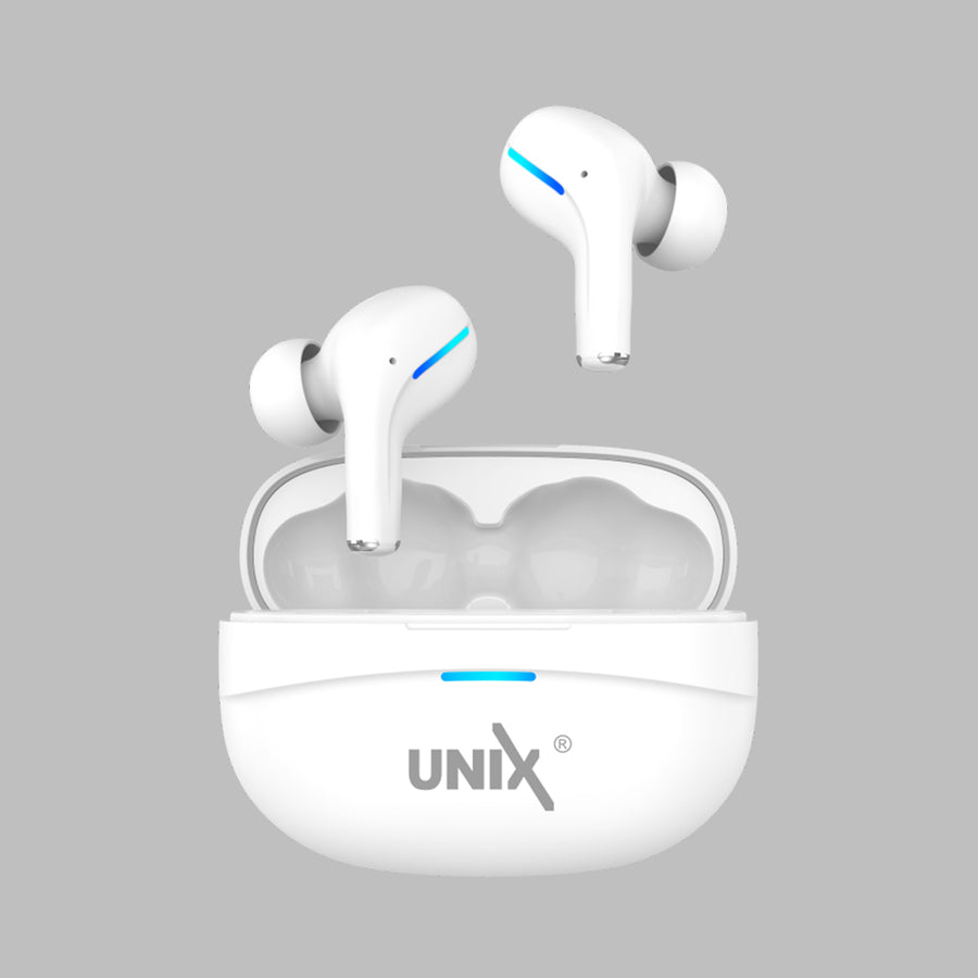 Unix UX-800 Best Wireless Earbuds - Long Battery Life and Fast Pairing White