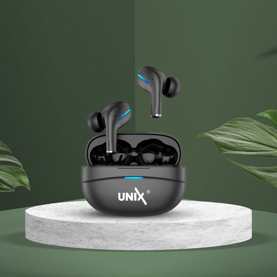 Unix UX-800 Best Wireless Earbuds - Long Battery Life and Fast Pairing Black front