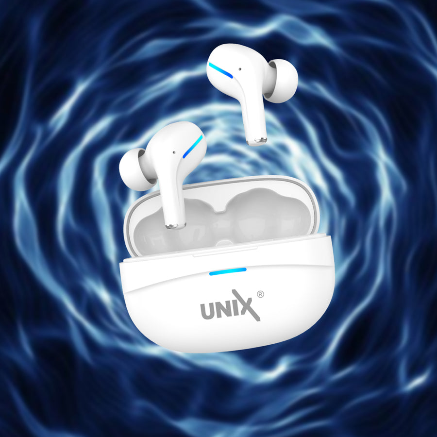 Unix UX-800 Best Wireless Earbuds - Long Battery Life and Fast Pairing White right