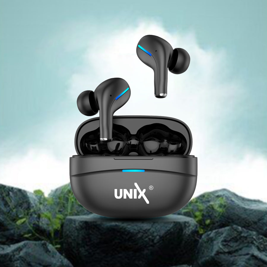Unix UX-800 Best Wireless Earbuds - Long Battery Life and Fast Pairing Black design